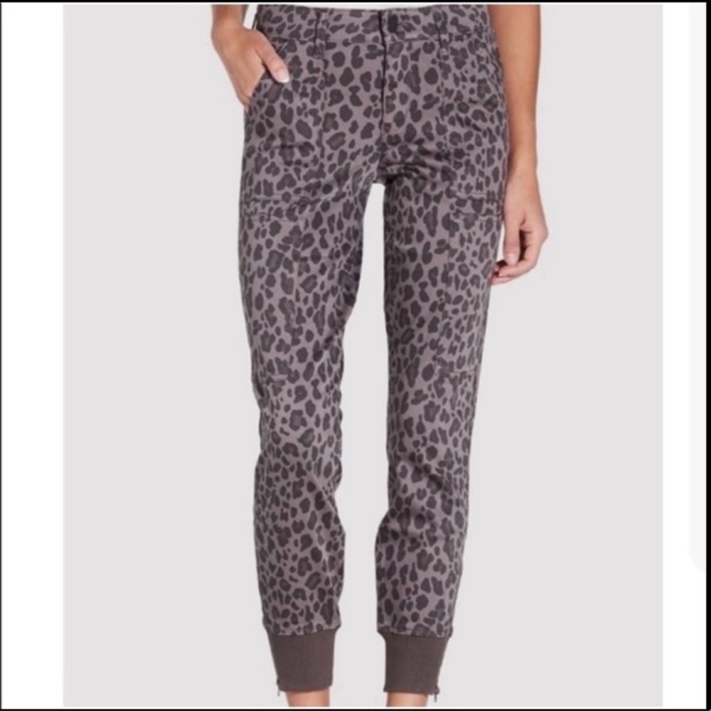 LEVEL 99 Gray Animal Print Leopard Jolie Utility Pant Jogger Size 27